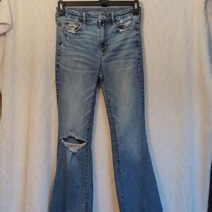 American Eagle Outfitters Women's Light Blue Flare Jeans
